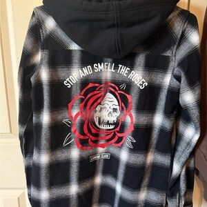 Lurking Class Women's Black Plaid Button Down Shirt